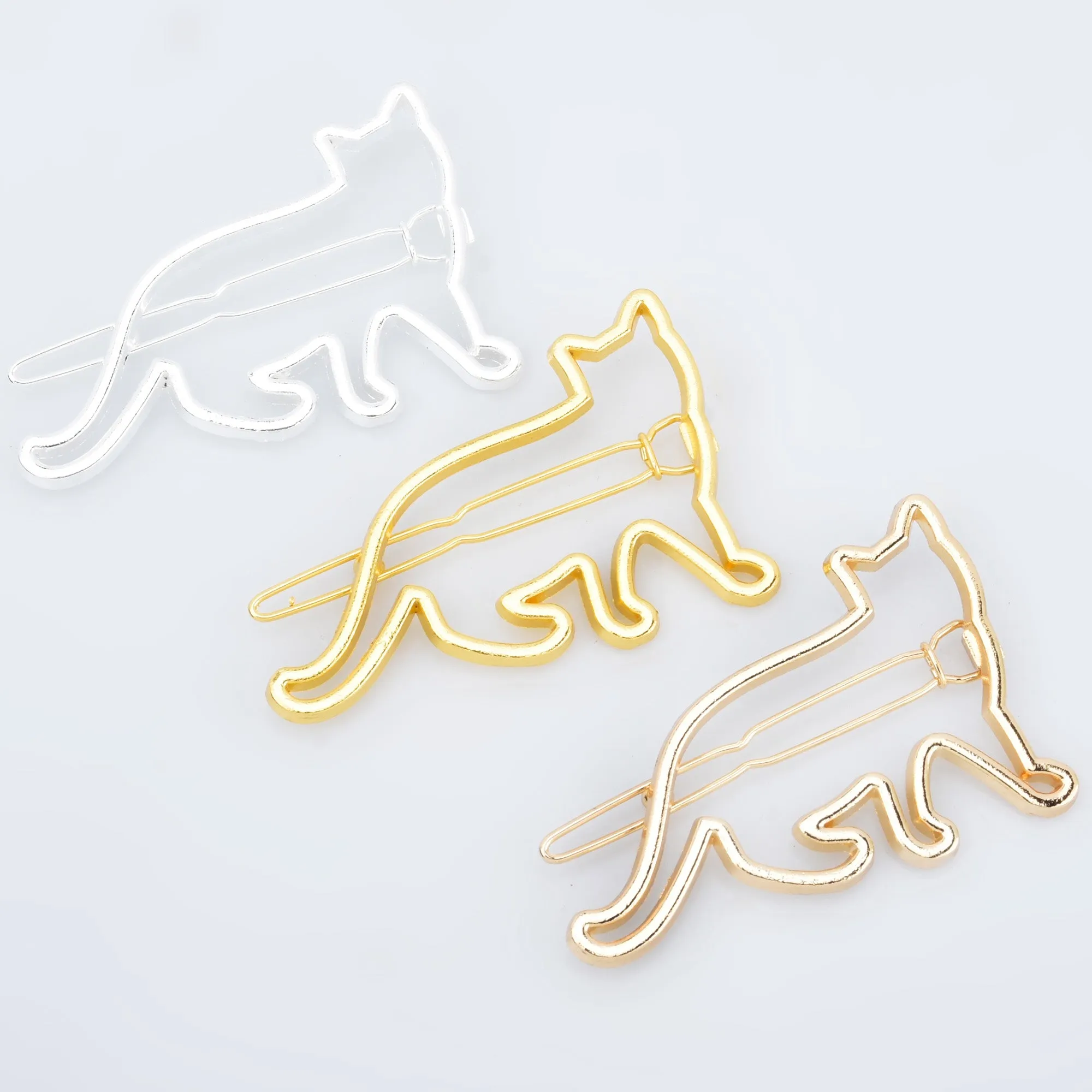 1 1/4*2  Alloy Cat Hair Clip Cat Clip geometric Hair Pin diy Hairstyle hair accessory Minimalist Jewelry 5pcs 102917