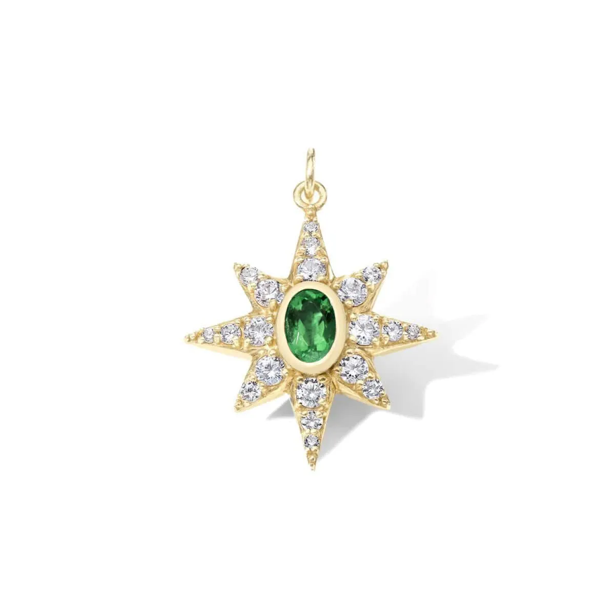 10K Gold Mini Emerald Starburst Pendant