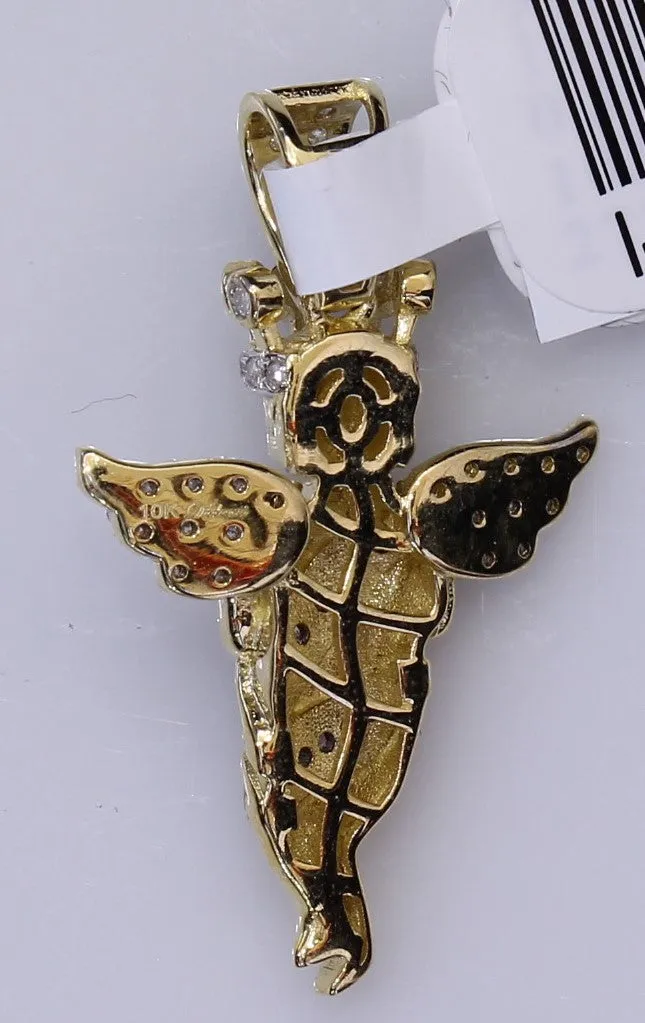 10k Yellow Gold Angel Pendant 0.36Ctw