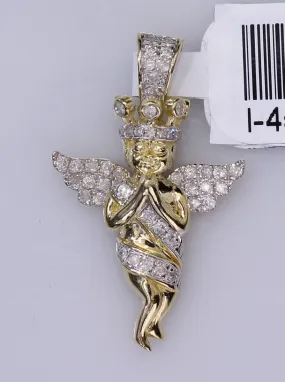 10k Yellow Gold Angel Pendant 0.36Ctw