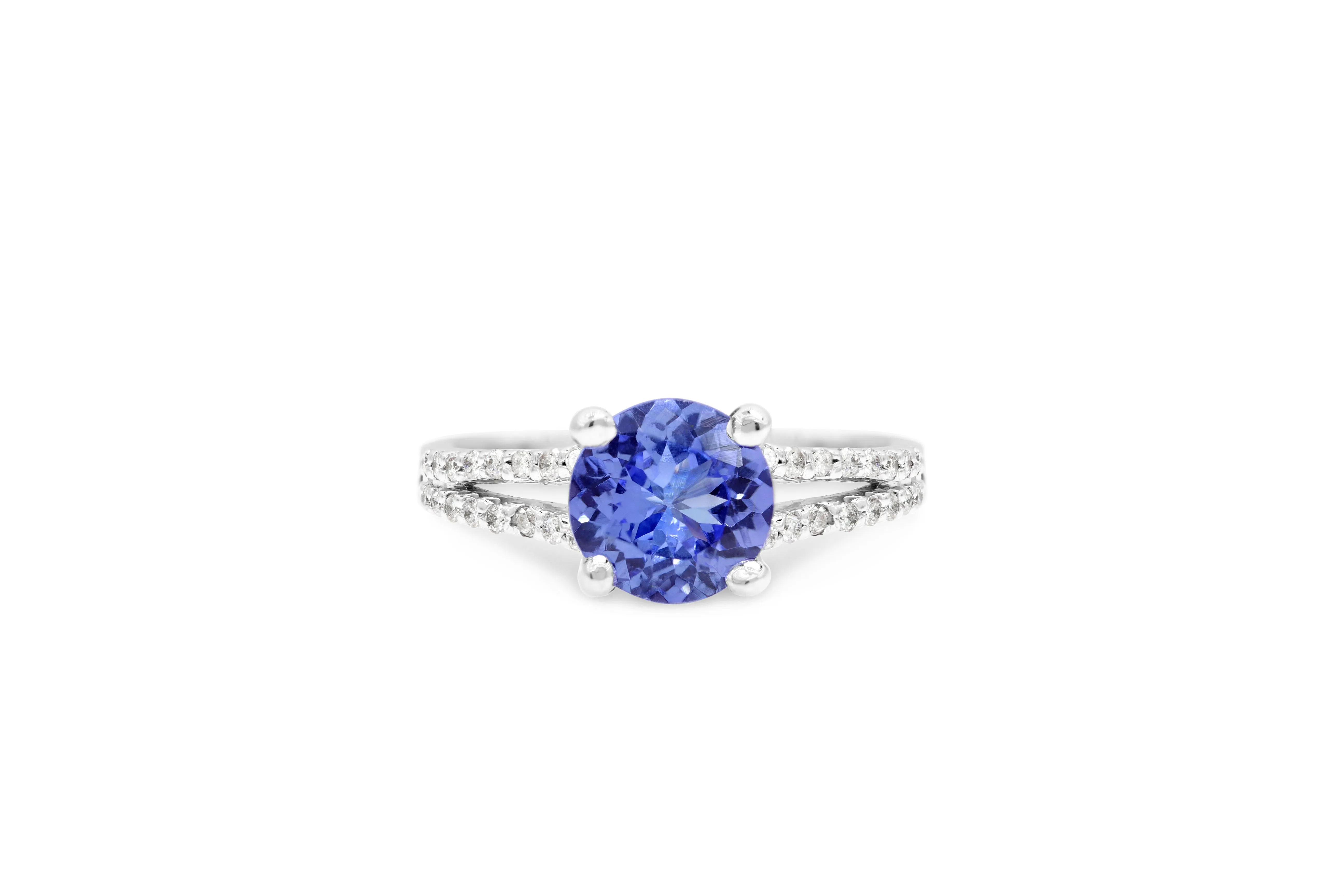 1.37 CT Tanzanite Diamond Ring 0.23 CT TW 14K White Gold TZR009