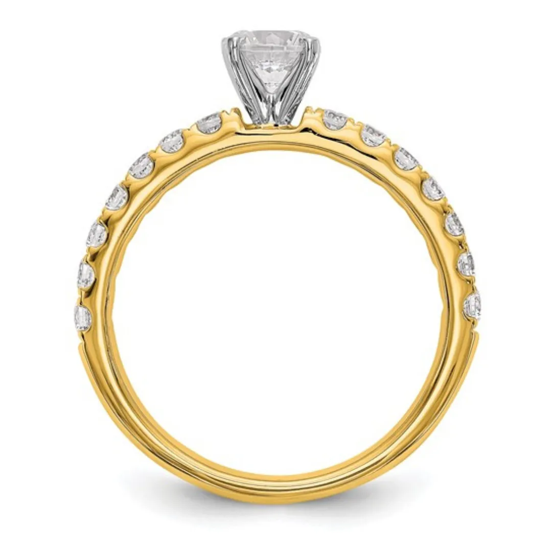 14K Gold Lab Diamond Solitaire Pave Ring