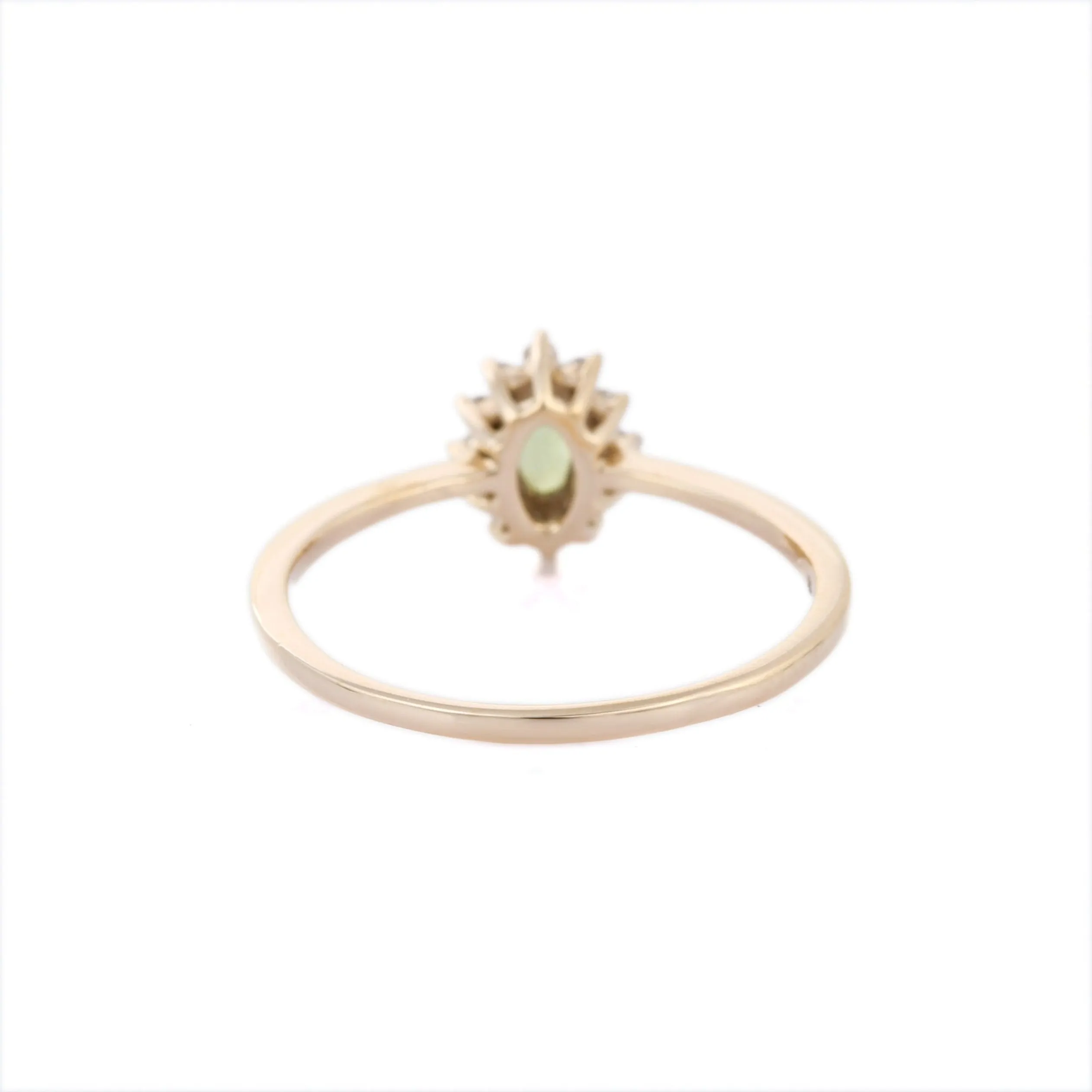 14K Gold Oval Peridot & Diamond Ring