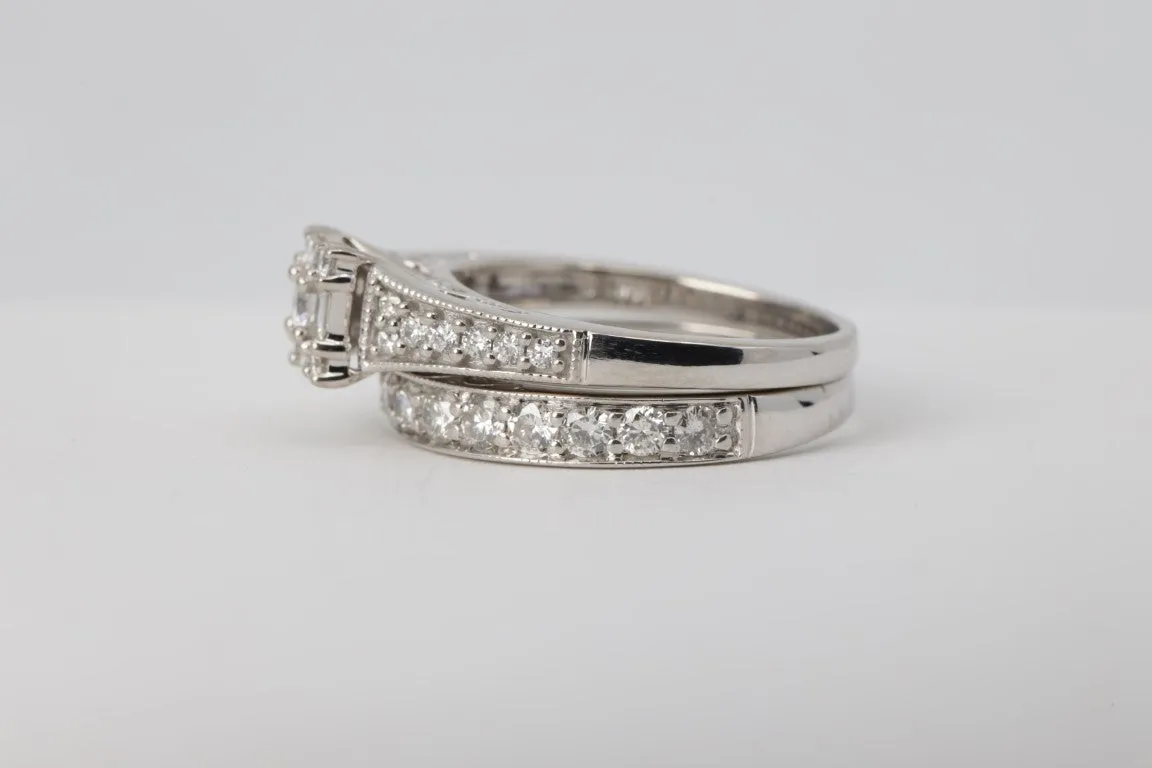 14k White Gold Diamond Wedding Band Set Size 8 (7.90g.)