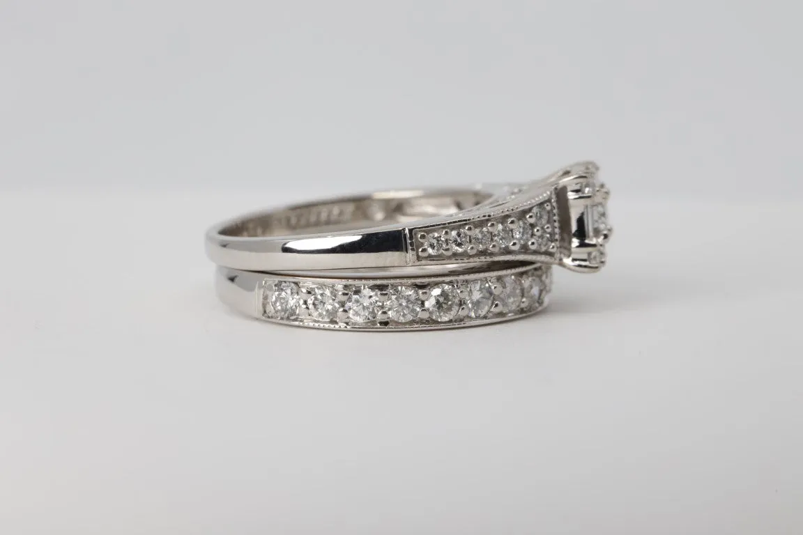 14k White Gold Diamond Wedding Band Set Size 8 (7.90g.)