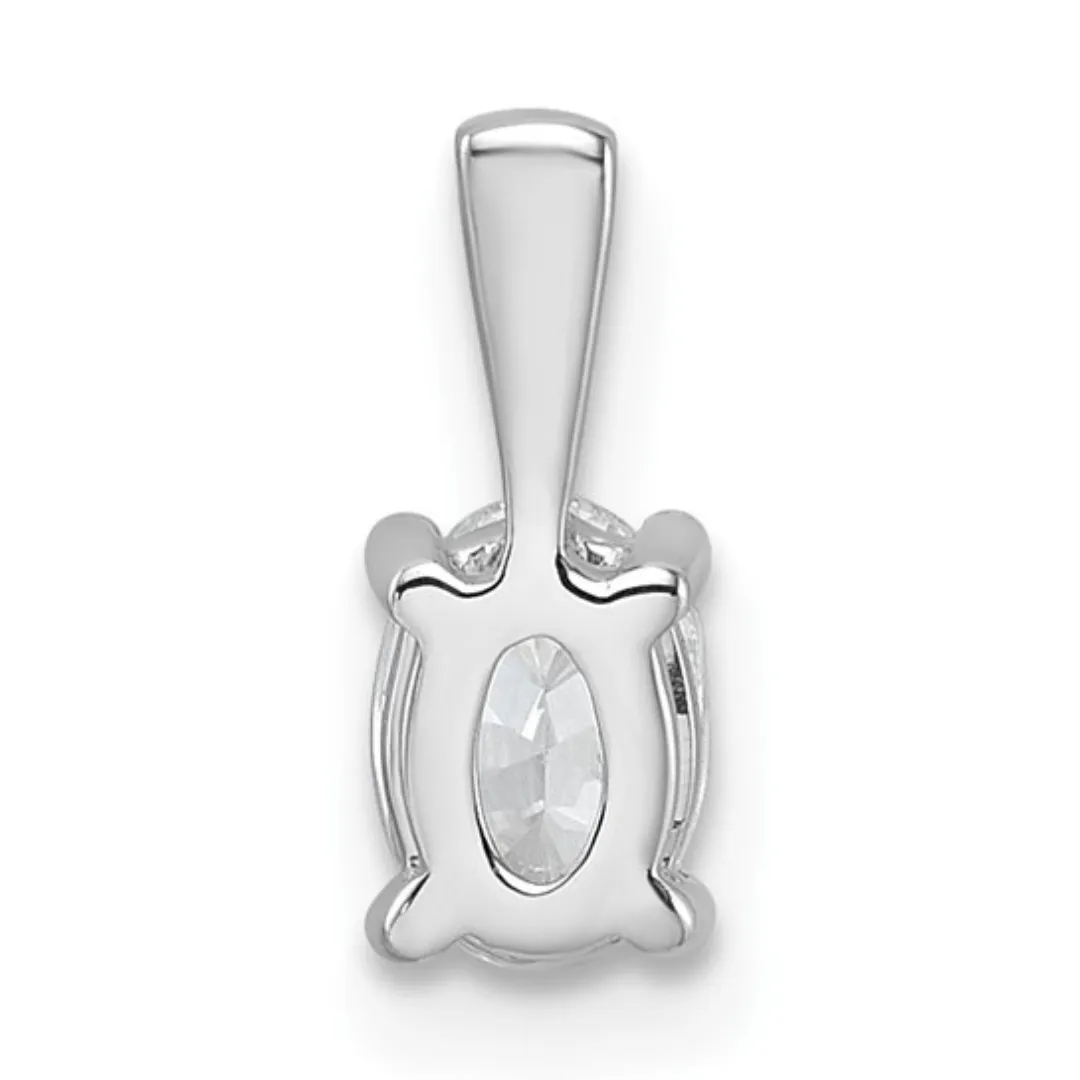 14K White Gold Lab Grown Oval Solitaire Pendant