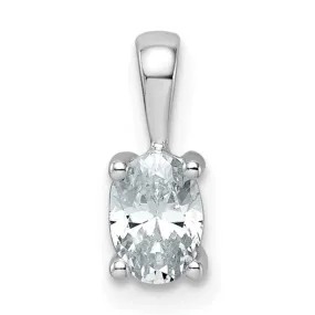 14K White Gold Lab Grown Oval Solitaire Pendant