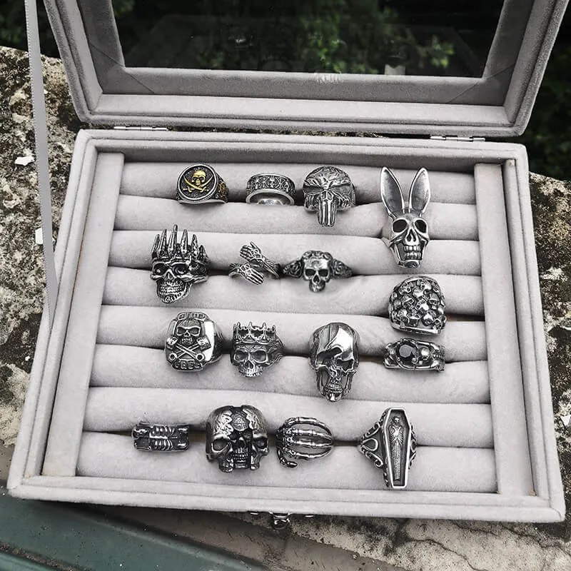 16 Skull Rings Set