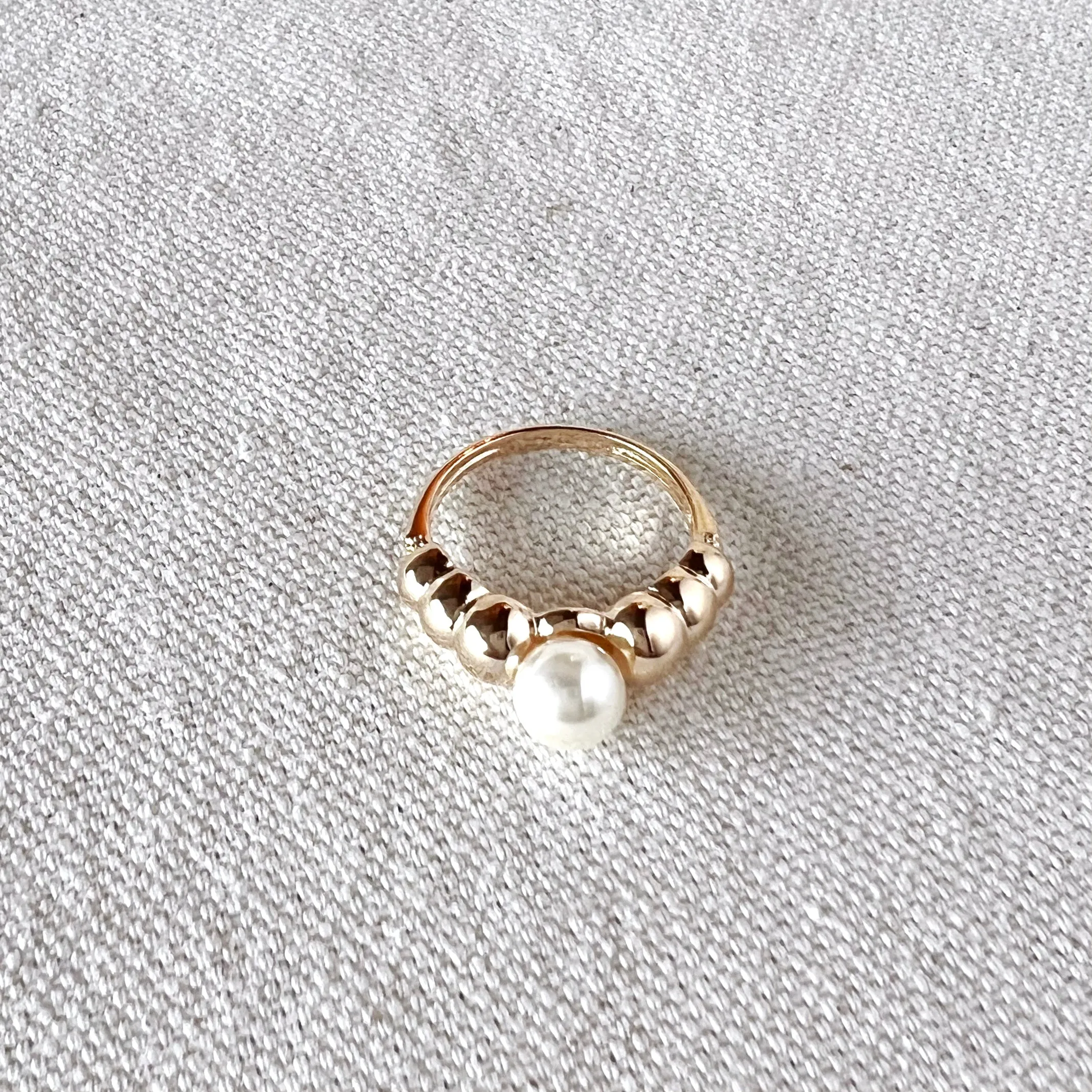 18k Gold Filled Beads and Pearl Ring