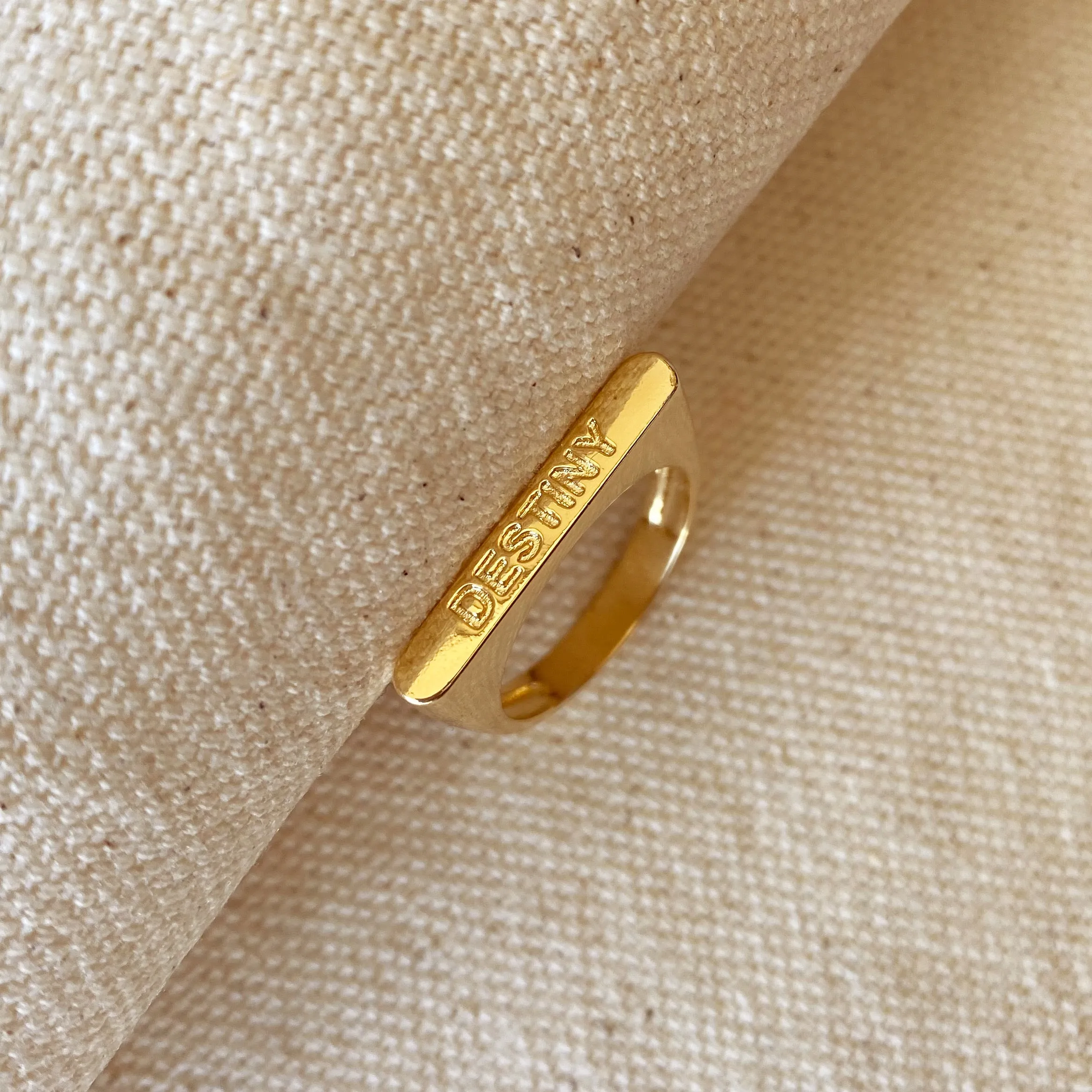 18k Gold Filled Destiny Engraved Stackable Ring