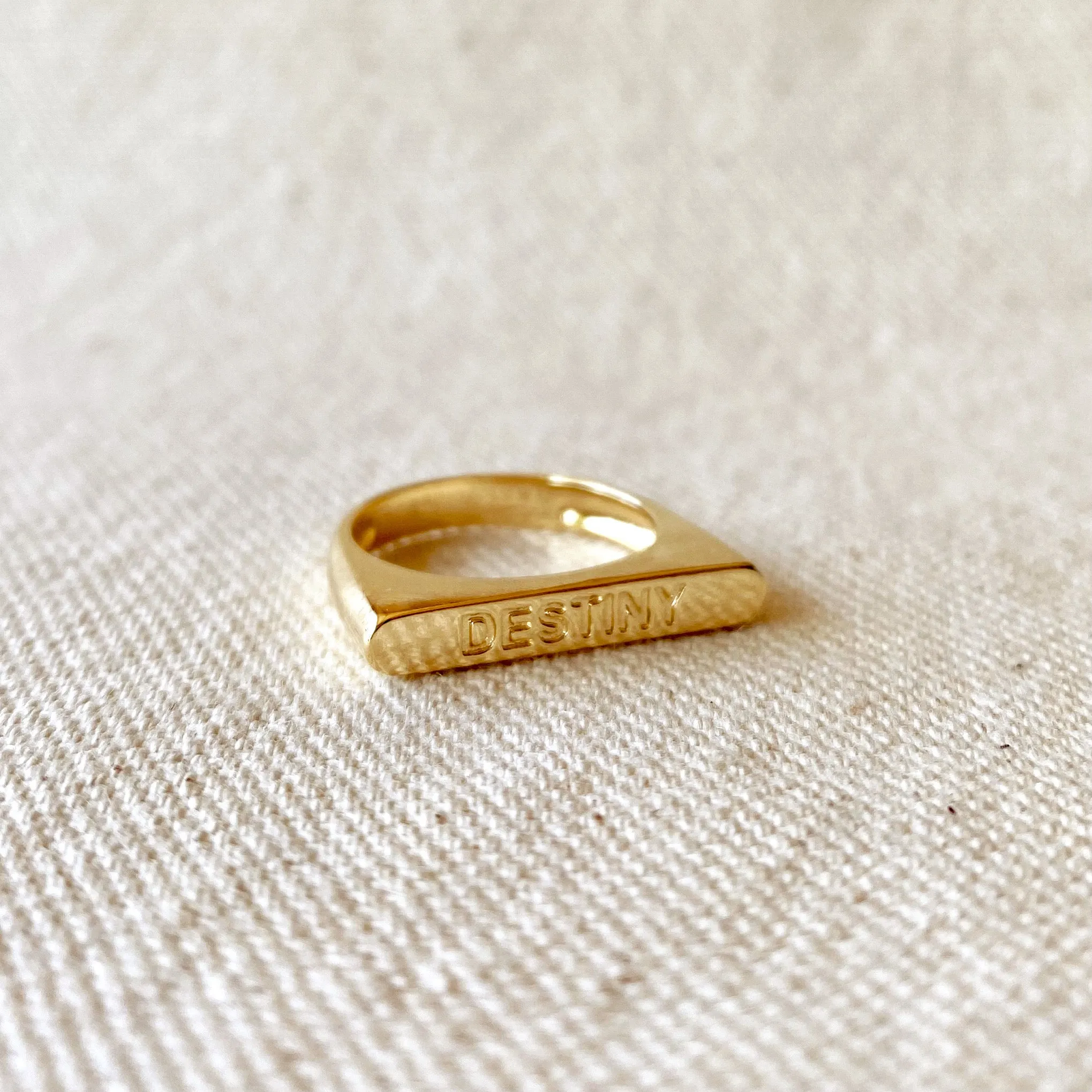 18k Gold Filled Destiny Engraved Stackable Ring