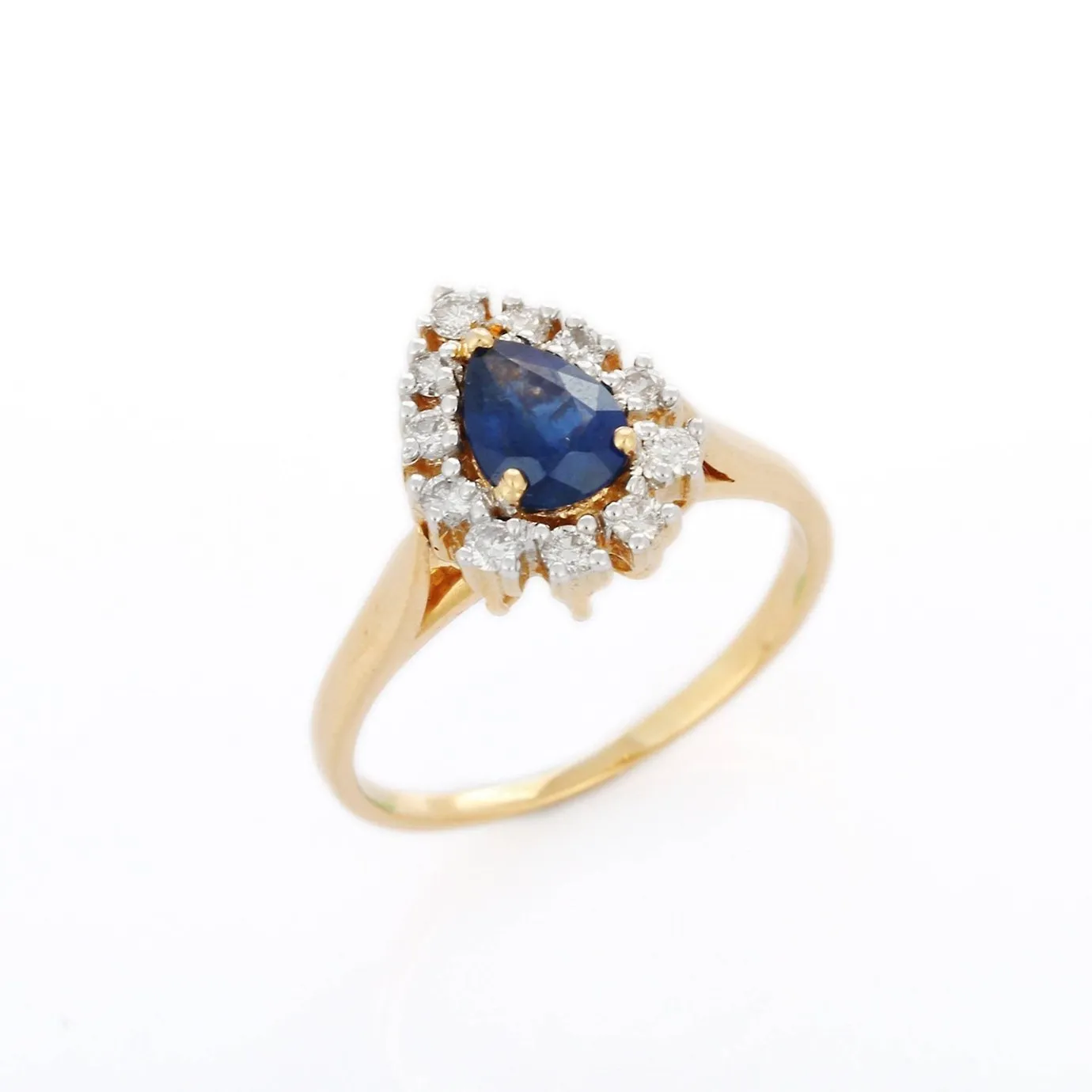 18K Gold Sapphire& Diamond Engagement Ring