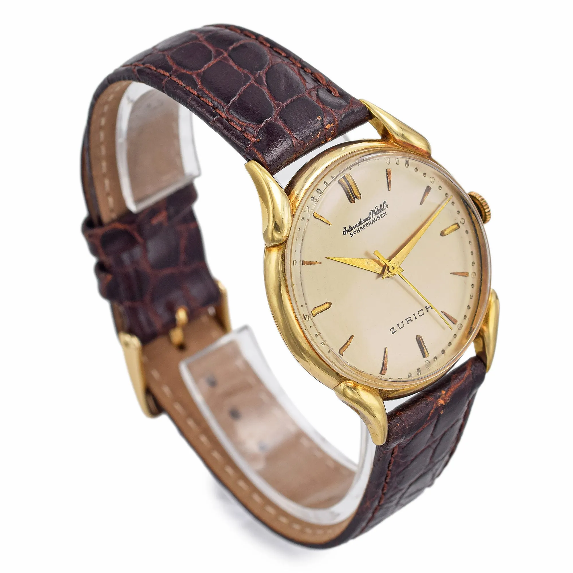 1945 IWC International Watch Co Zurich 18K Gold Hand Wind Men's Watch   Paper