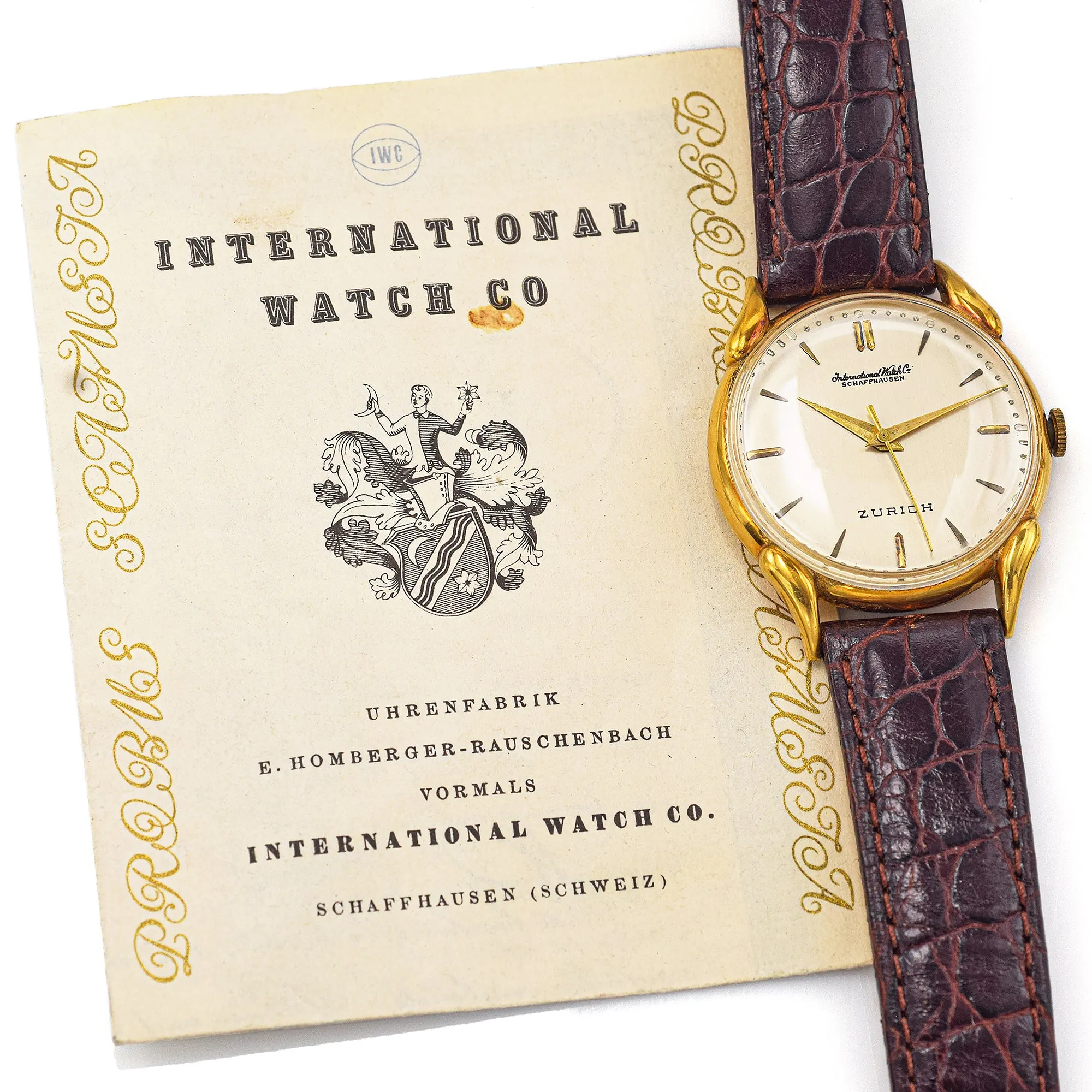 1945 IWC International Watch Co Zurich 18K Gold Hand Wind Men's Watch   Paper