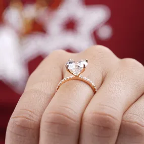 2 carat Rose gold Engagement Ring, 4 Prong Classic Solitaire Wedding Ring