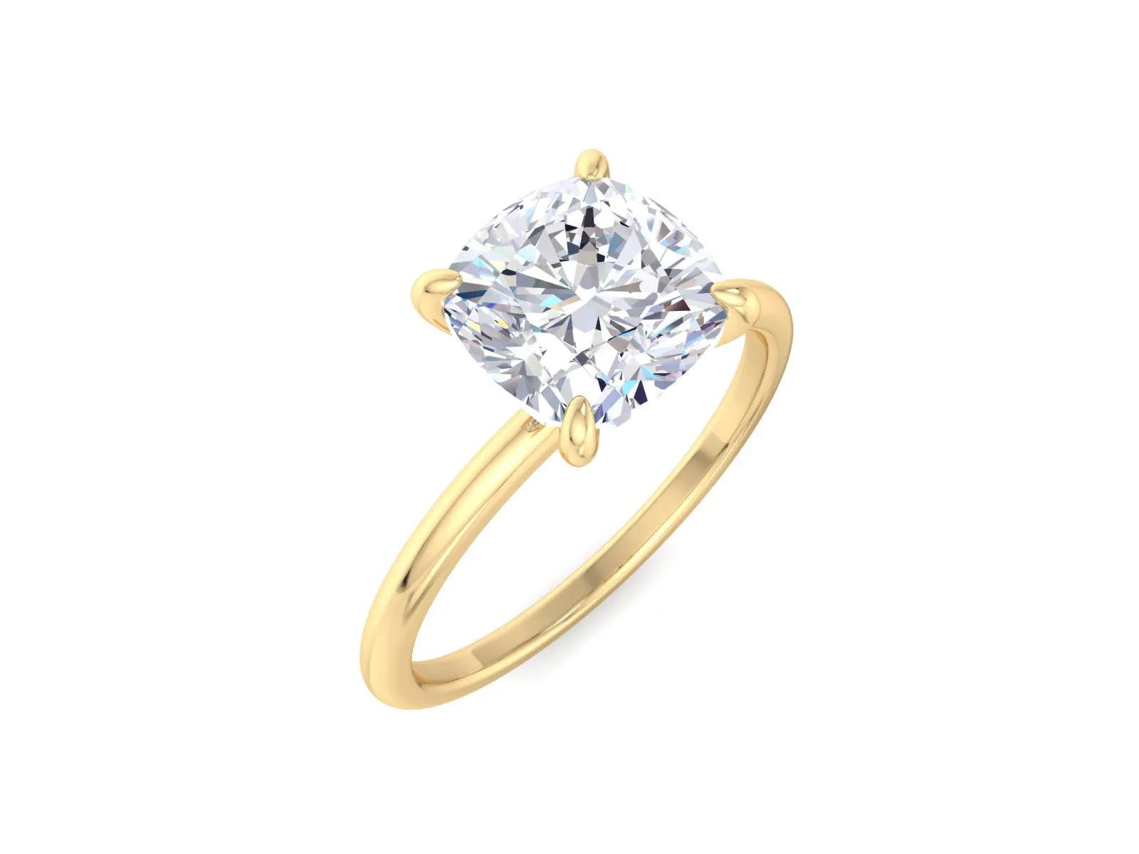 2.5 CT Cushion Cut Solitaire Lab Grown Diamond Engagement Ring