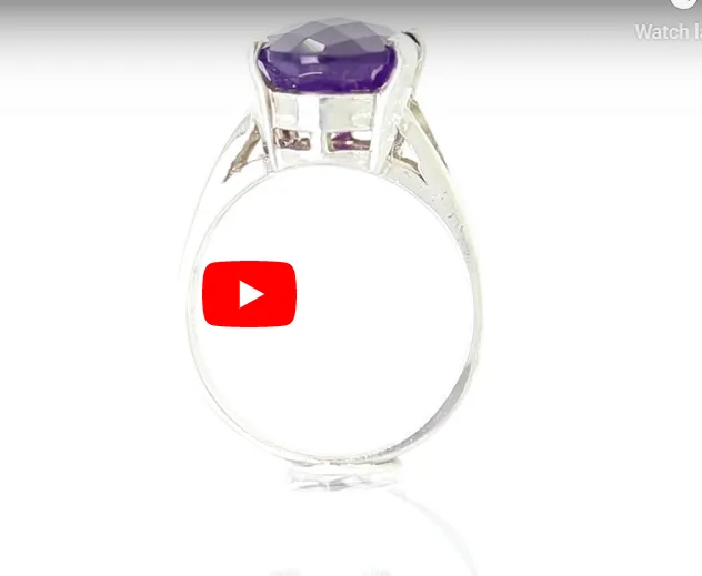 4.87 CT Oval Amethyst V Split Ring 14K White Gold AMR001