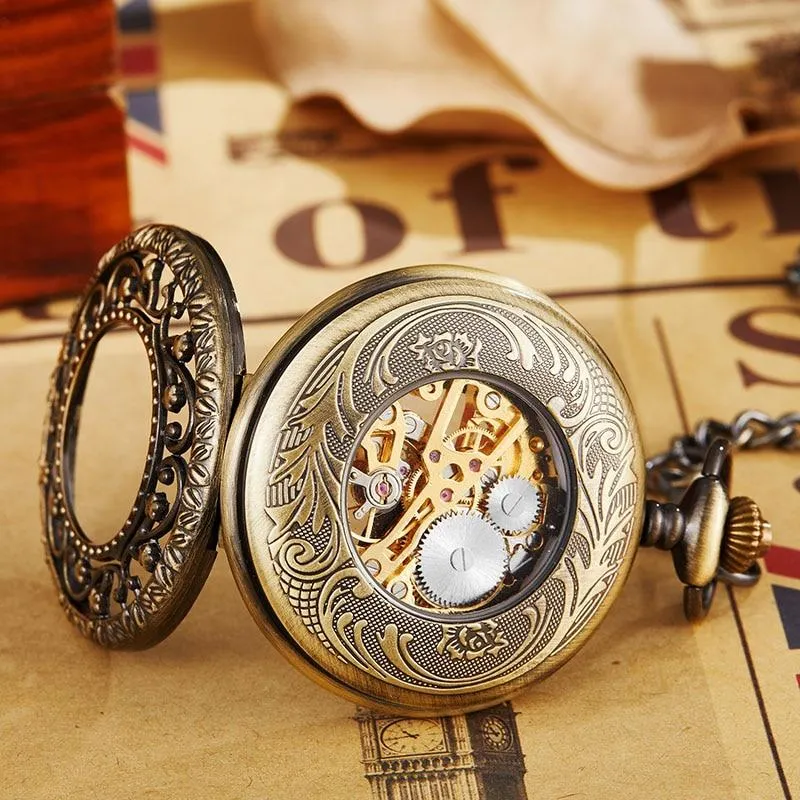 7 Stars Roman Numbers Baroque Style Vintage Pocket Watch