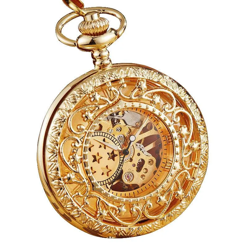 7 Stars Roman Numbers Baroque Style Vintage Pocket Watch