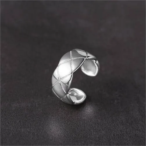 925 Sterling Silver Lattice Plain Ring