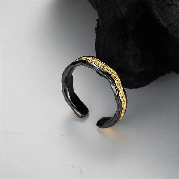 925 Sterling Silver Lava Textured Plain Ring