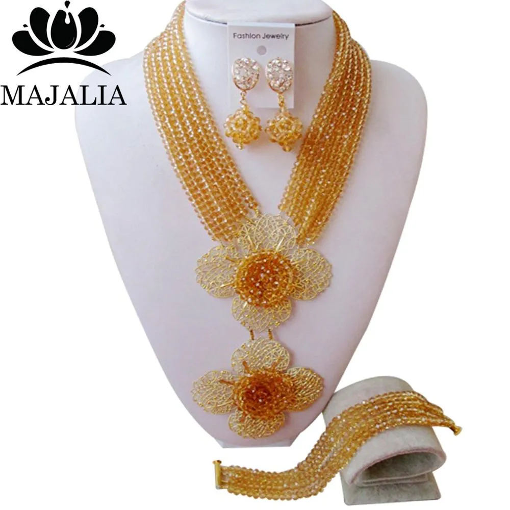 African Wedding Crystal necklace bridal jewellery set