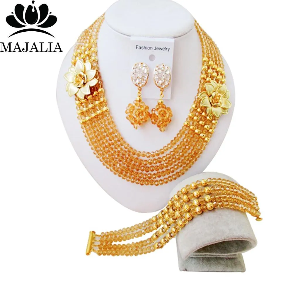 African Wedding Crystal necklace bridal jewellery set