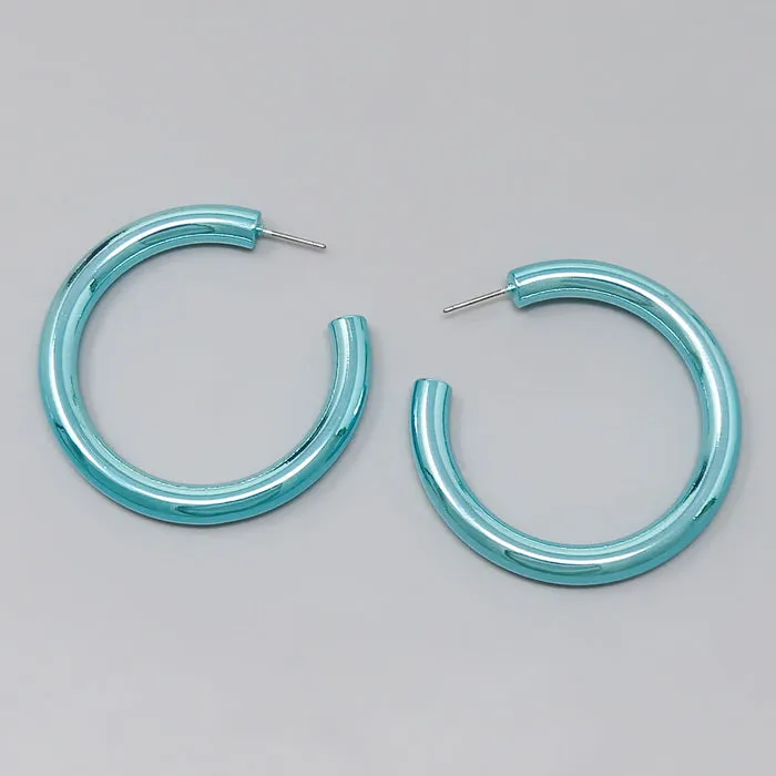 Air Brushed Metal Tube Hoop Earrings