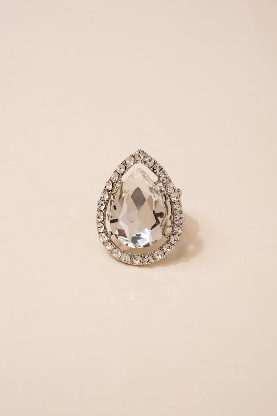 Aliana Teardrop Rhinestone Stretch Ring