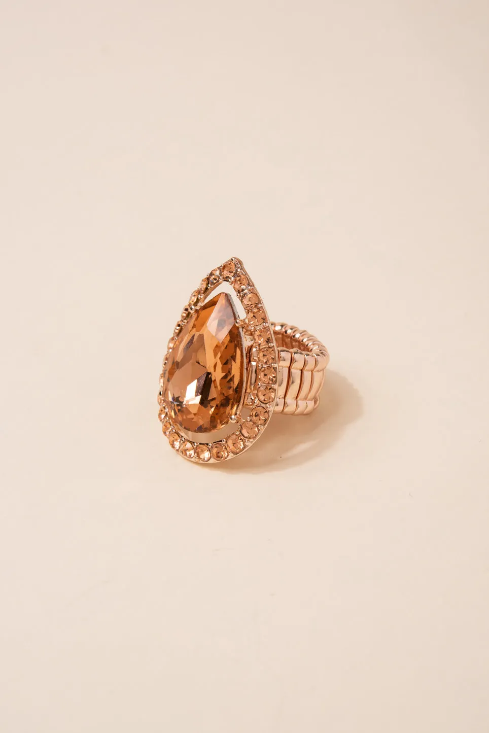 Aliana Teardrop Rhinestone Stretch Ring