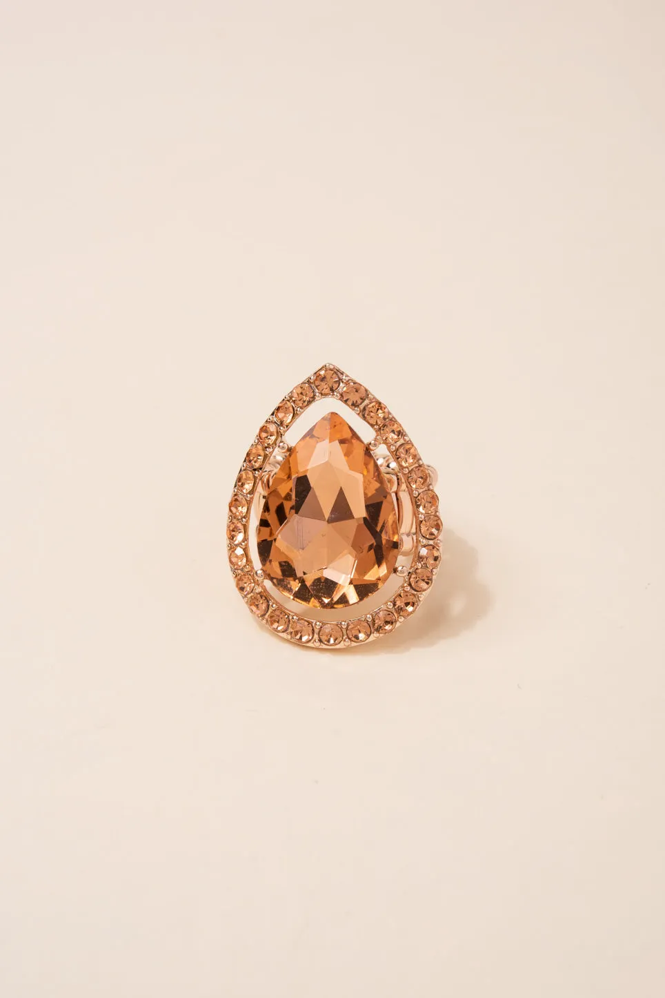 Aliana Teardrop Rhinestone Stretch Ring