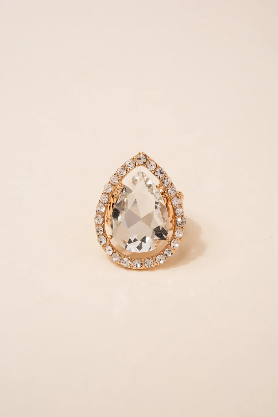 Aliana Teardrop Rhinestone Stretch Ring