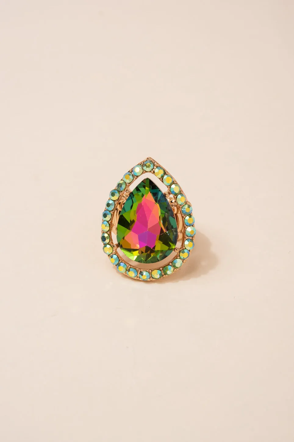 Aliana Teardrop Rhinestone Stretch Ring