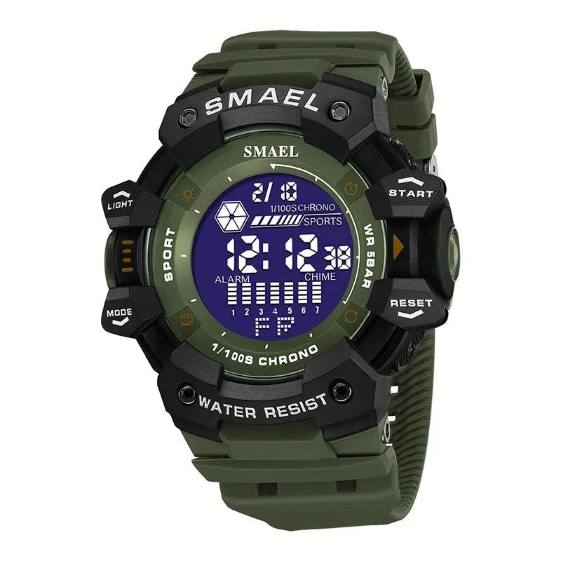 AMSW8050 Men's Simple Watch: Rugged Sport Elegance with LED Digital Precision