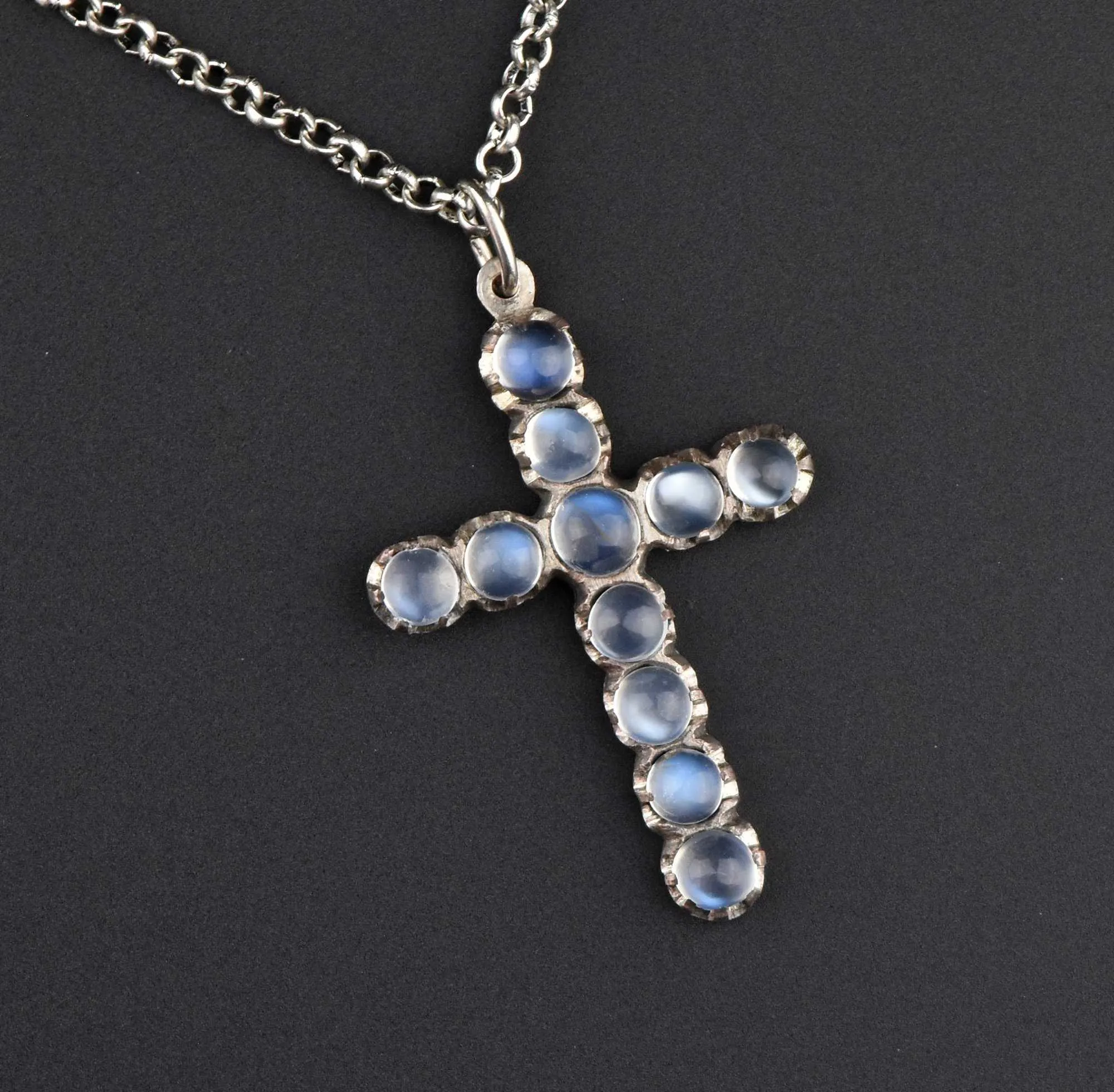 Antique Moonstone Cabochon Cross Necklace ON HOLD