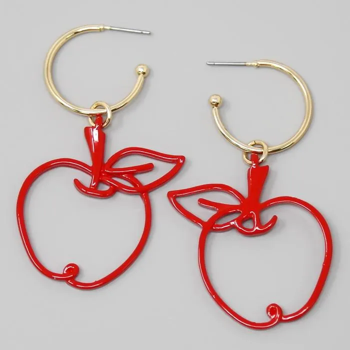 Apple Charm Hoop Earrings