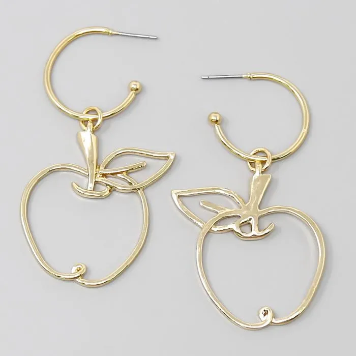 Apple Charm Hoop Earrings