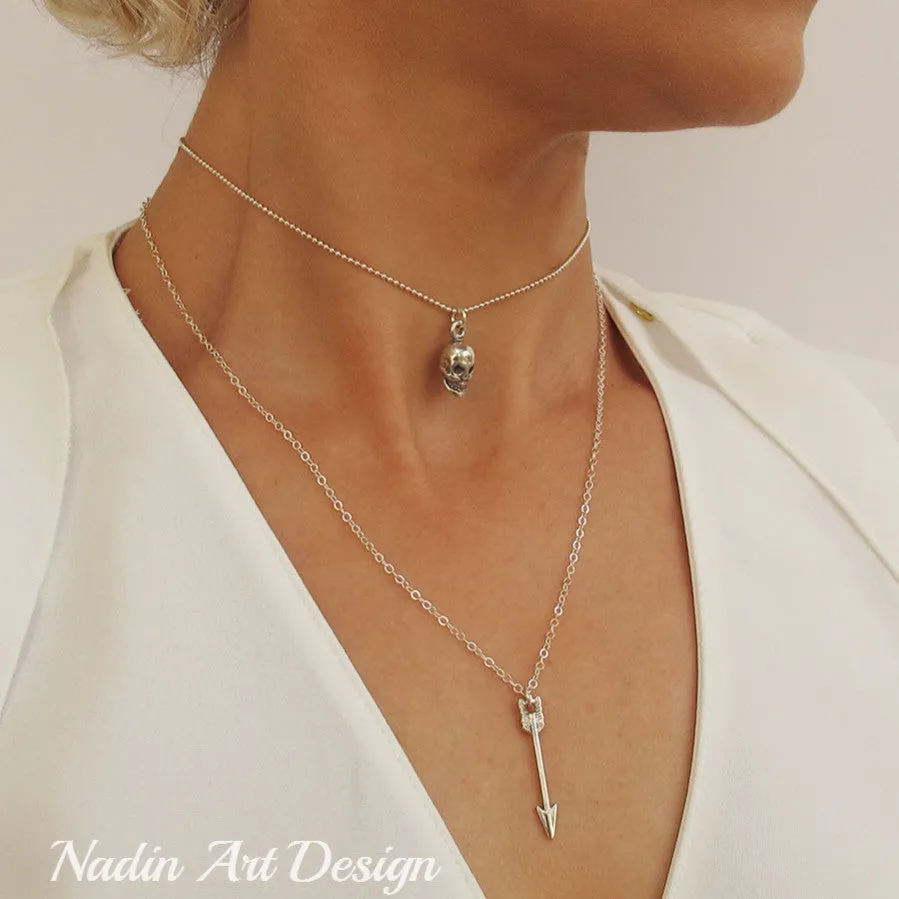 Arrow Pendant Choker Necklace