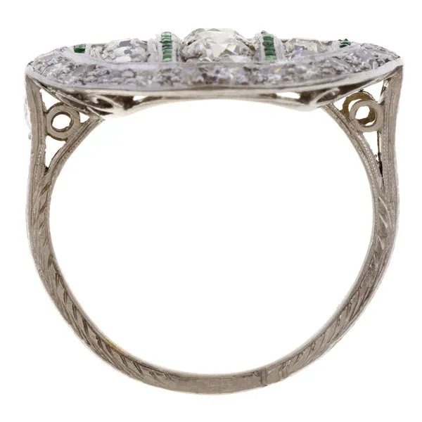 Art Deco Diamond & Emerald Dinner Ring