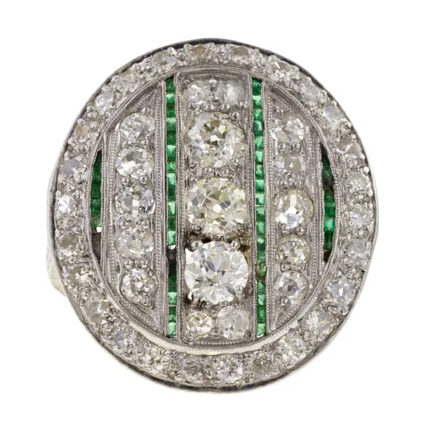 Art Deco Diamond & Emerald Dinner Ring