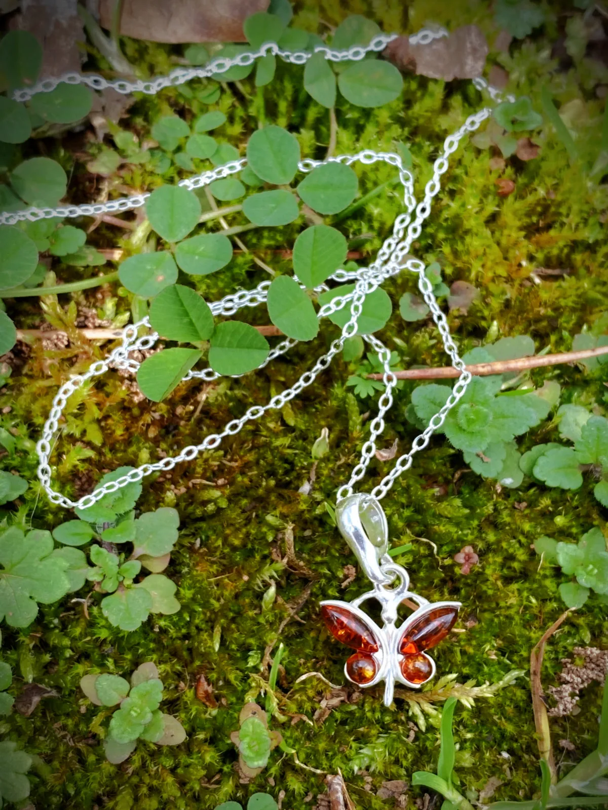 Baltic Amber Butterfly Necklace