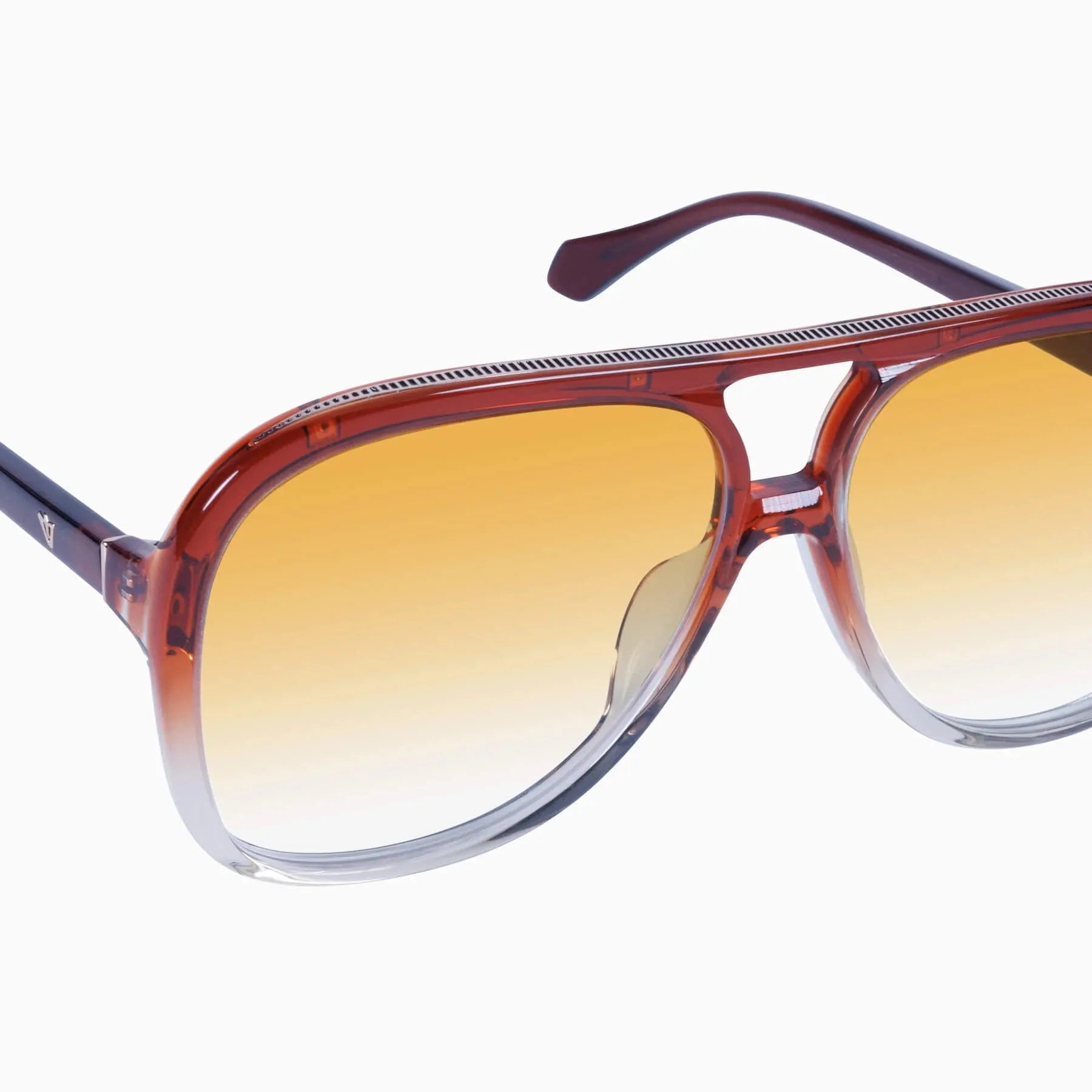 Bang | Sunglasses - Burnt Orange Fade To Crystal w. Gold Metal Trim / Orange Gradient Lens