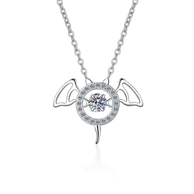 Bat Brilliant Diamond Necklace -  925 Sterling Silver