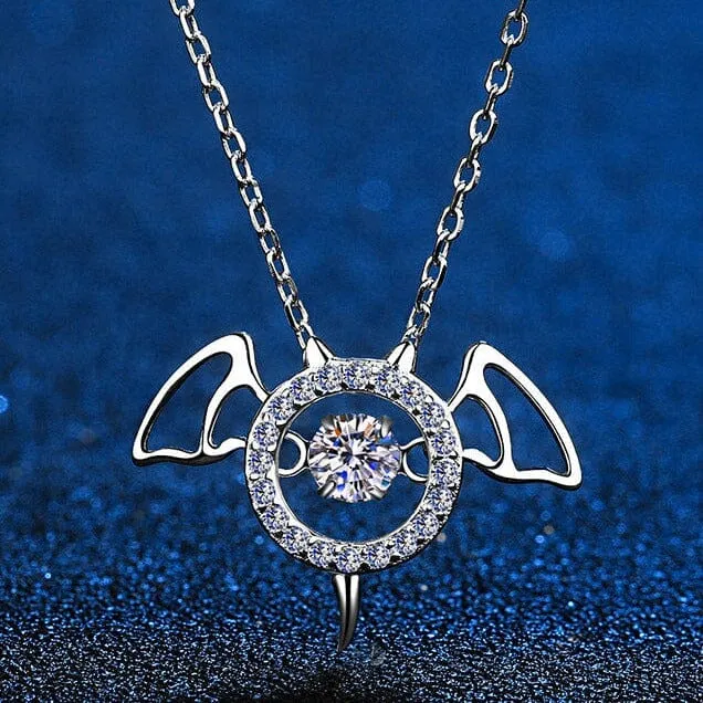 Bat Brilliant Diamond Necklace -  925 Sterling Silver