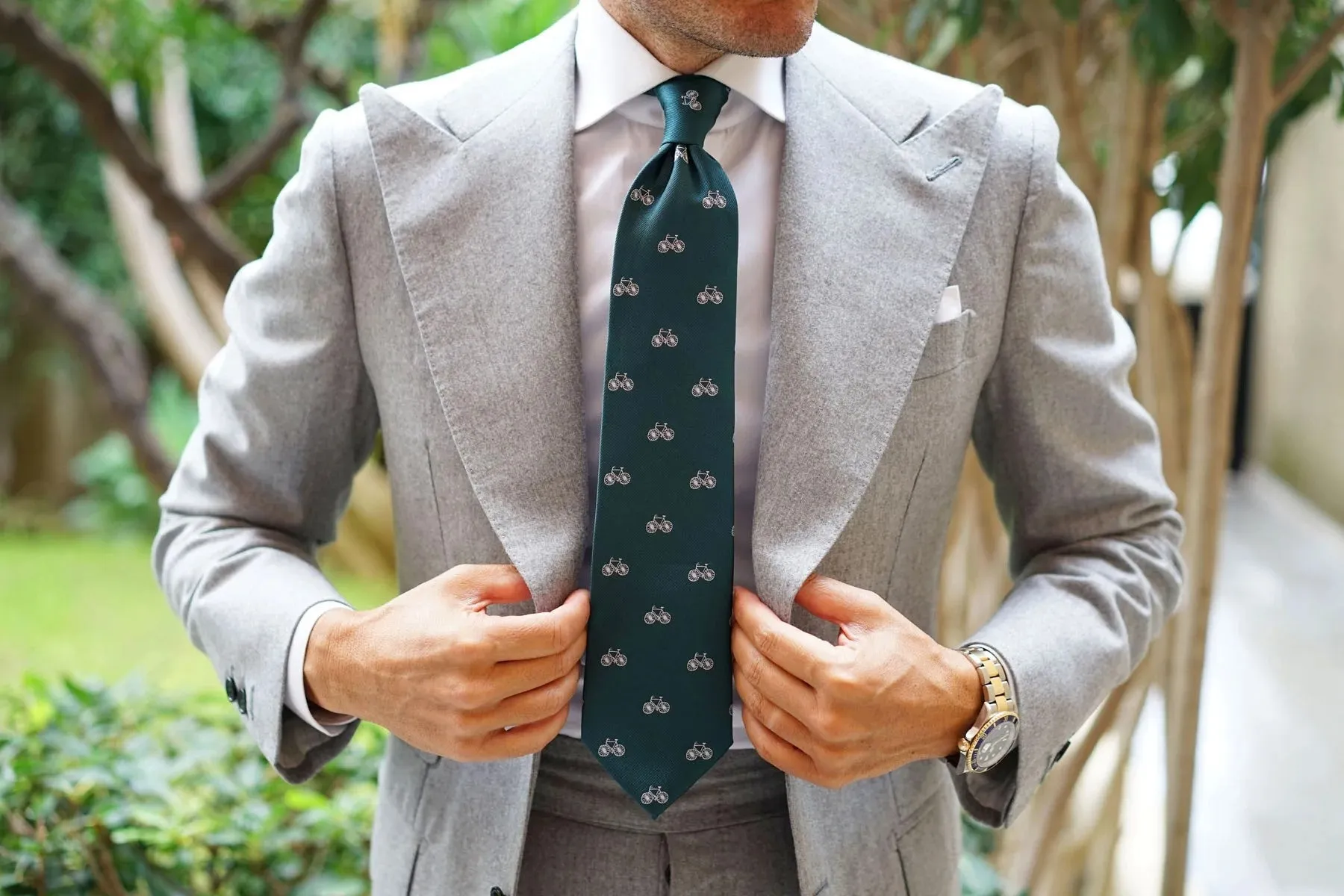 Bicycle Tie - Dark Green & White