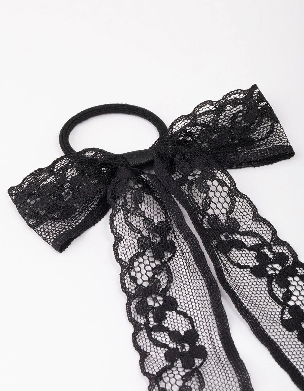 Black Lace Bow Hair Tie