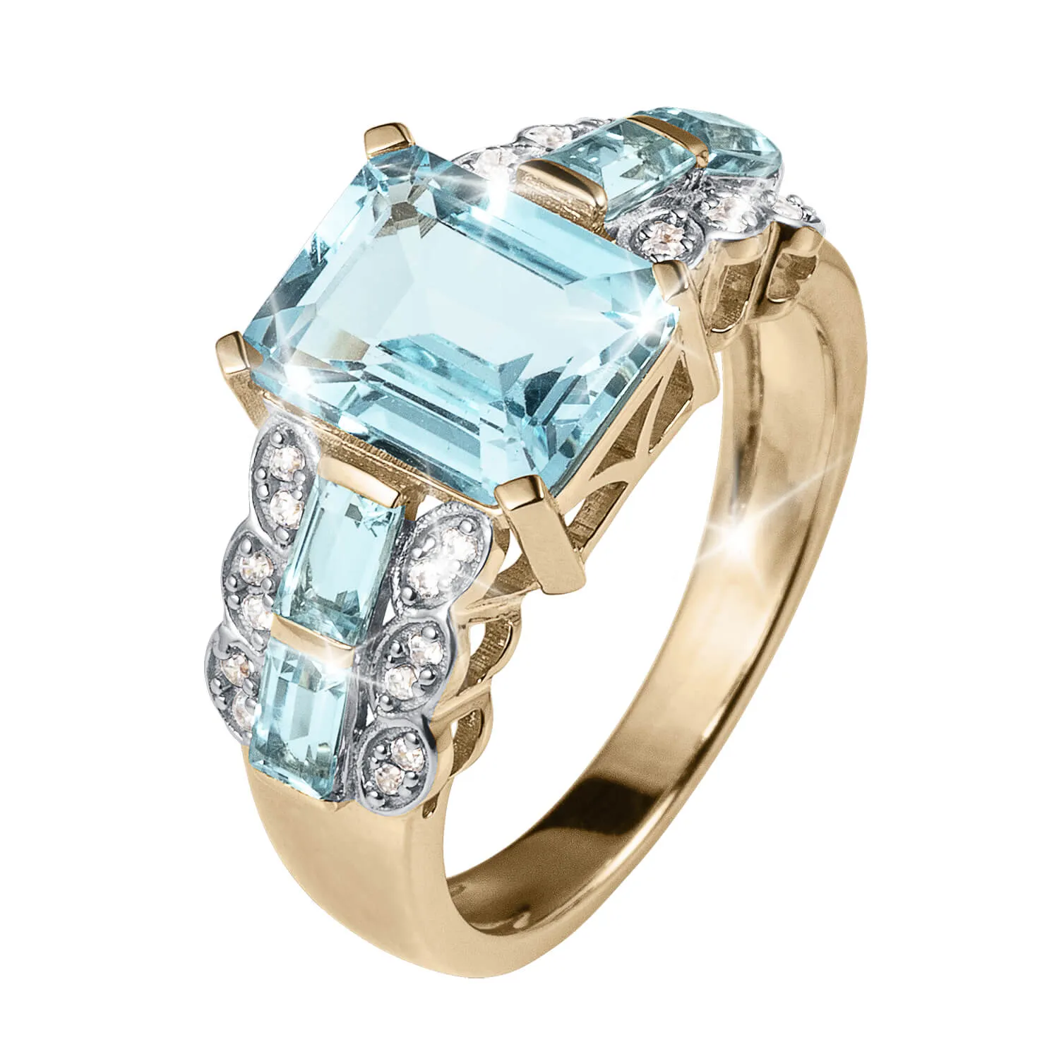 Blue Topaz Spray Ring