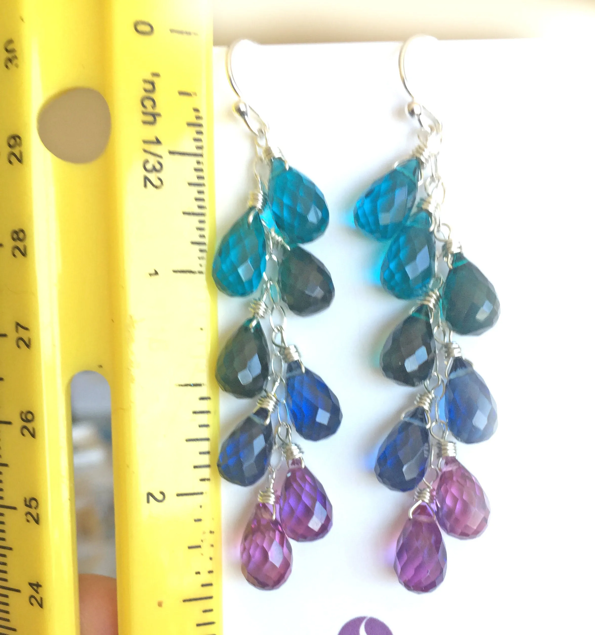 Blues Falls Elongated Cascade Earrings