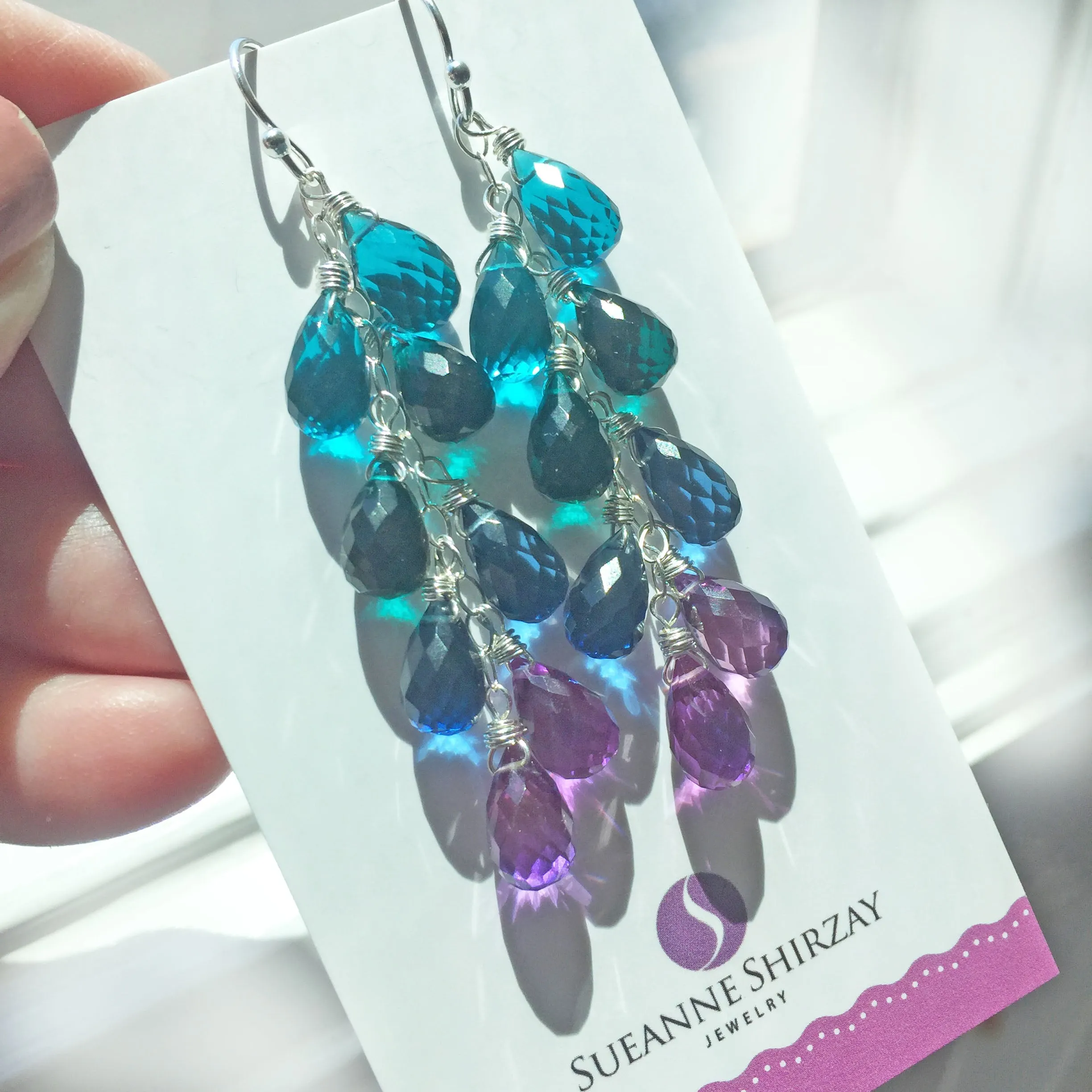 Blues Falls Elongated Cascade Earrings