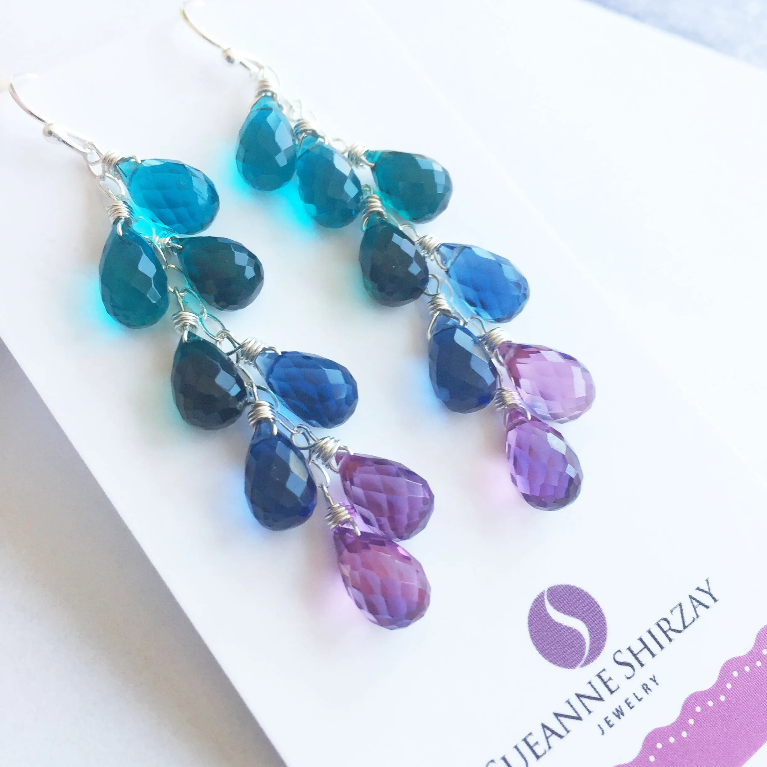 Blues Falls Elongated Cascade Earrings